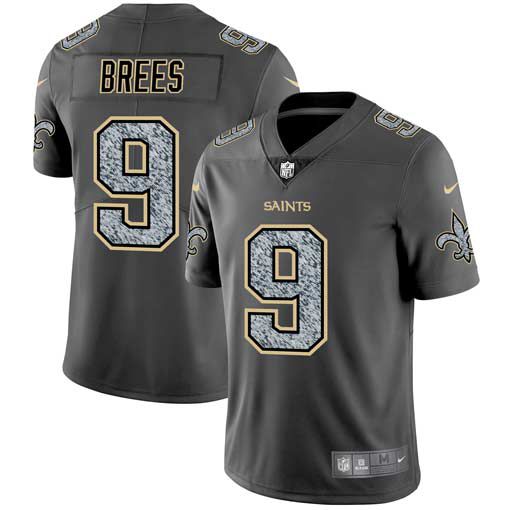 Men New Orleans Saints #9 Brees Nike Teams Gray Fashion Static Limited NFL Jerseys->youth nfl jersey->Youth Jersey
